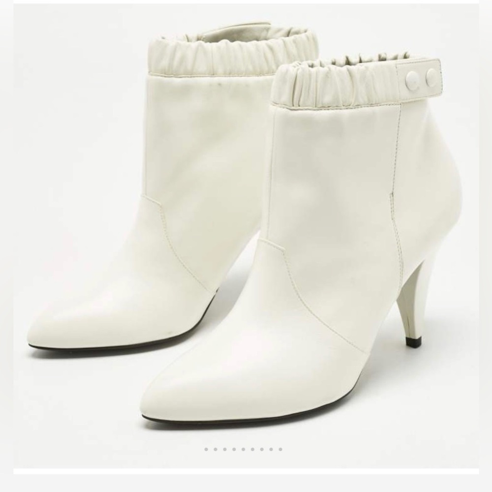 Celine White Leather Ankle Boots